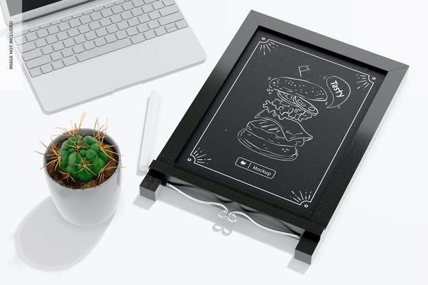 Tabletop Chalkboard With Legs Mockup, Perspective Psd