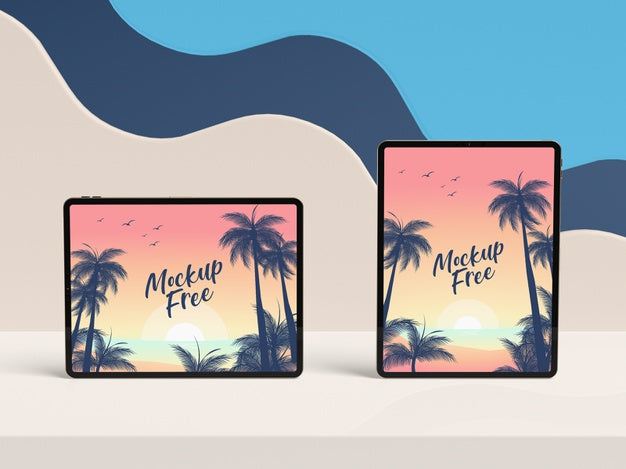 Tablets Arrangement Summer Concept Psd