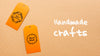 Tags With Handmade Crafts On Cardboard Psd