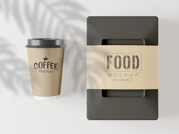 Take Away Coffee Cup And Food Package Mockup Psd