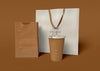 Take Away Coffee Cup, Bag And Paper Package Mockup Psd