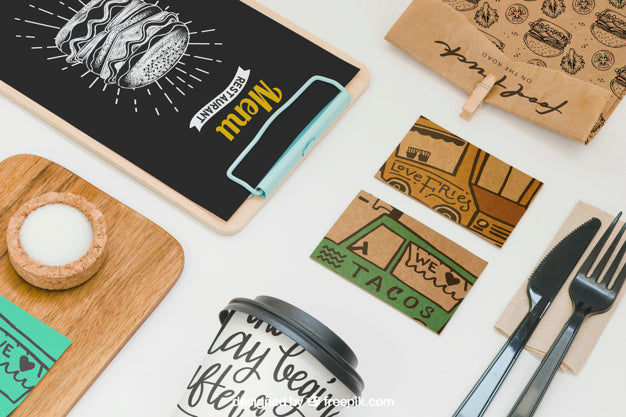 Take Away Food Composition Concept Psd