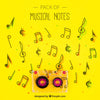 Tape On Yellow Musical Notes Background Psd