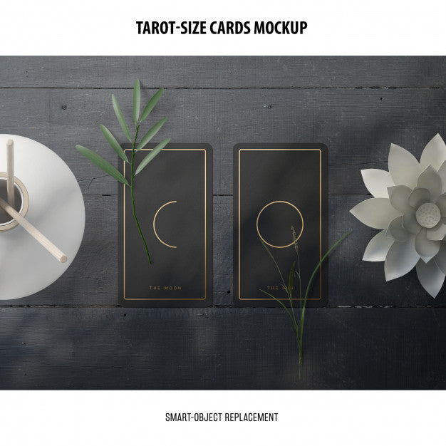Tarot Card With Foil Stamping Mockup Psd