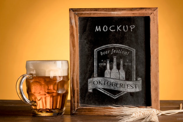 Tasty Blonde Beer With Mock-Up Frame Psd