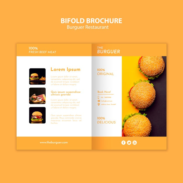 Tasty Burger Restaurant Bifold Brochure Psd