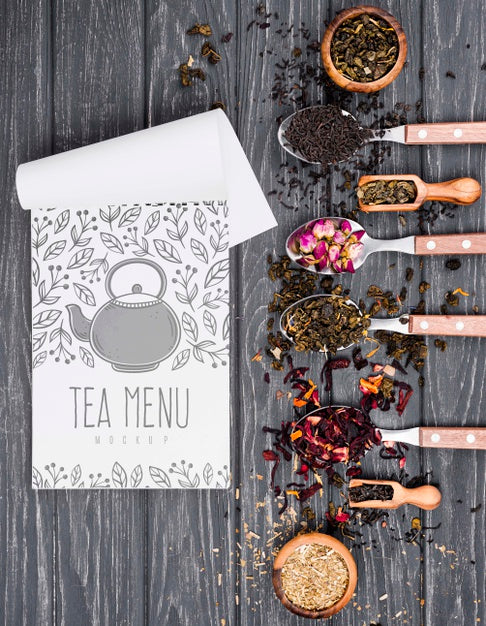 Tea Concept On Wooden Table Mock-Up Psd