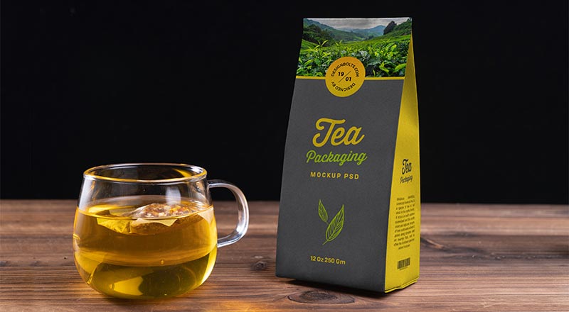 Tea Kraft Paper Packaging Mockup Psd