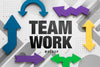 Teamwork Mock-Up And Colourful Arrows Psd