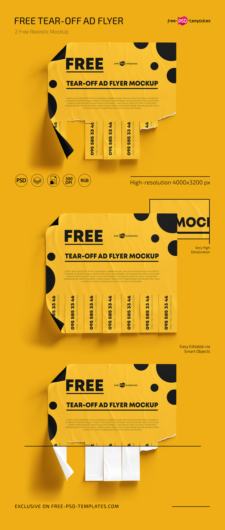 Tear-Off Ad Mockups In Psd
