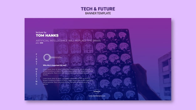 Tech & Future Concept Banner Template Mock-Up Psd