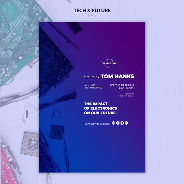 Tech & Future Concept Flyer Mock-Up Psd