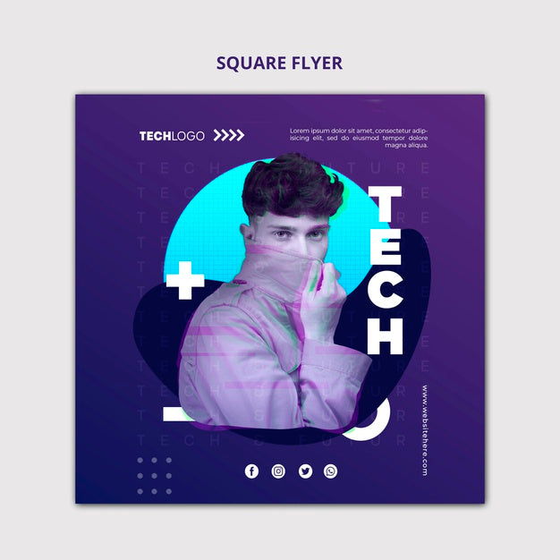 Tech & Future Square Flyer Concept Mock-Up Psd