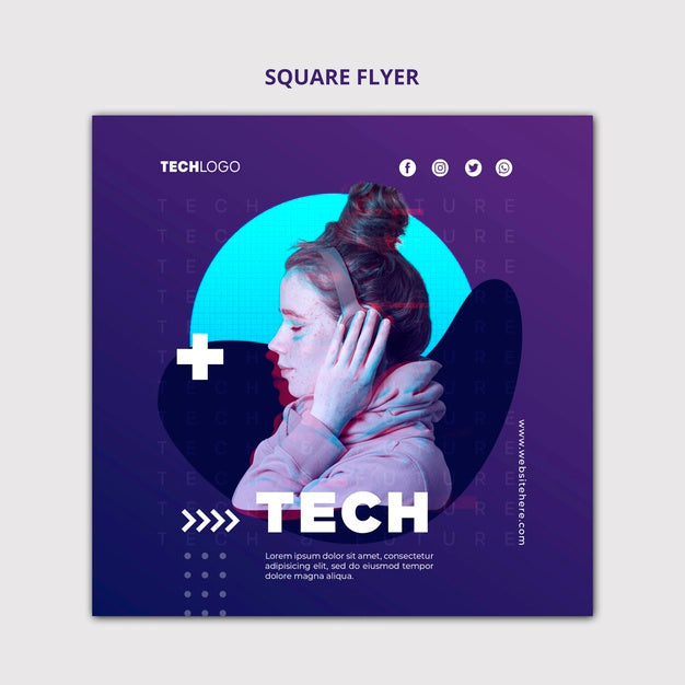 Tech & Future Square Flyer Concept Template Psd
