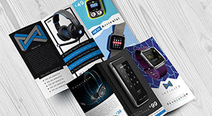 Tech Gadgets Tri-Fold Brochure Design Template & Mock-Up Psd