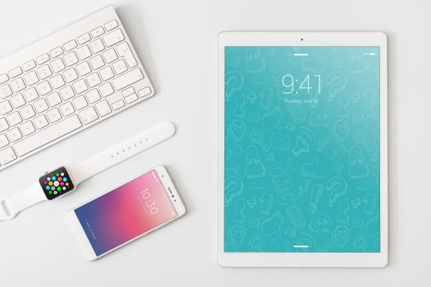 Technology And Workspace Mockup With Tablet Psd