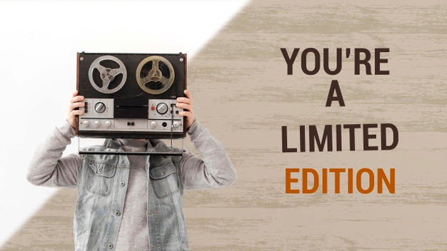 Teen Holding Vintage Radio Mock-Up Psd