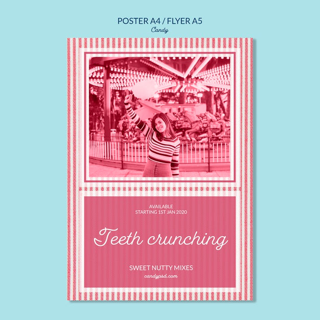 Teeth Crunching Candy Shop Poster Psd