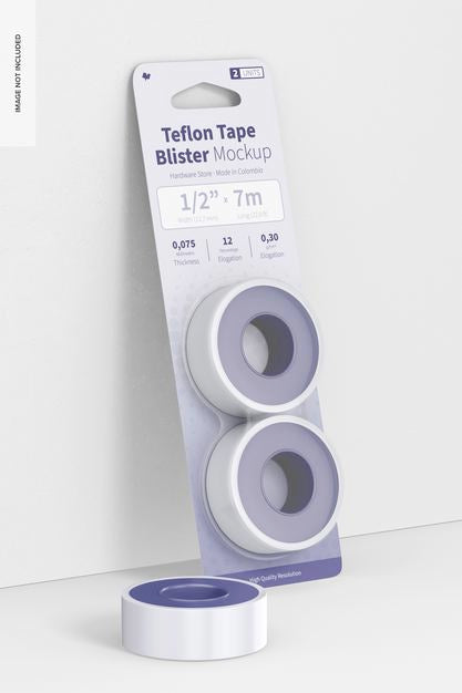 Teflon Tape Blister Mockup, Leaned Psd