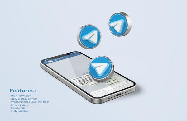 Telegram On Silver Mobile Phone Mockup Psd - Mockup Hunt