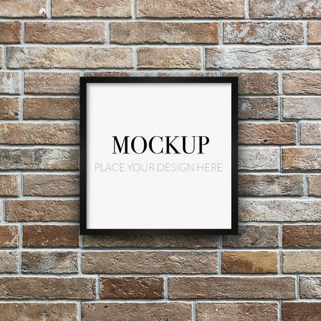 Template Frame Mockup On A Red Brick Wall Psd
