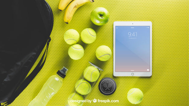 Tennis Mockup With Tablet Psd