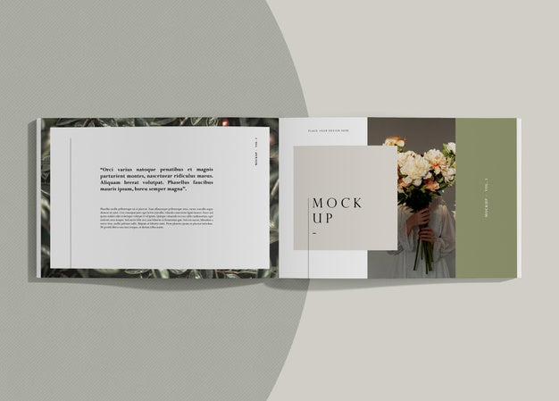 Text And Flowers Editorial Magazine Mock-Up Psd