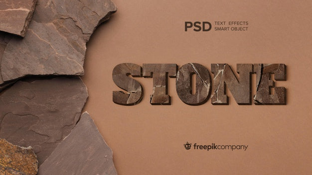 Text Effect Stone Mockup Psd