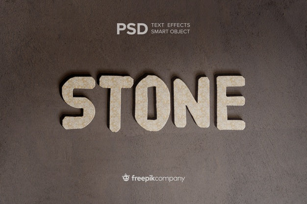 Text Effect Stone Mockup Psd