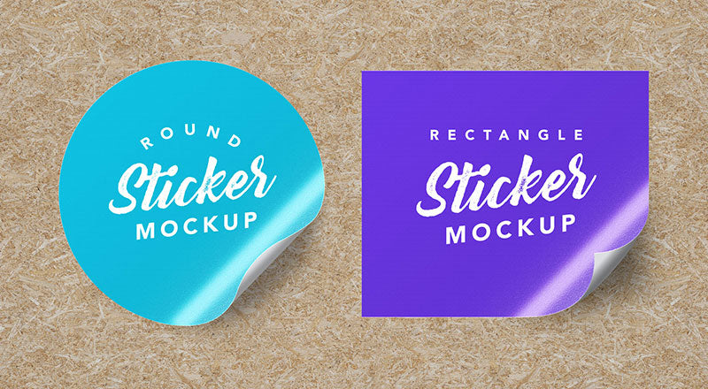 Textured Round & Rectangle Sticker Mockup Psd