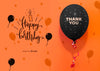 Thank You And Happy Birthday With Confetti And Balloon Psd
