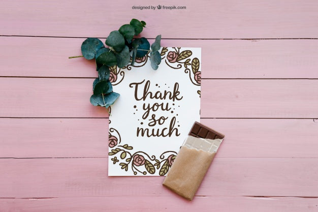 Thank You Card And Chocolate Psd