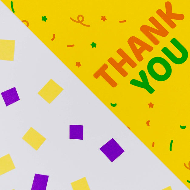 Thank You With Confetti And Abstract Geometric Shapes Psd