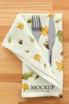 Thanksgiving Dinner Table Arrangement With Cutlery In Napkin Psd
