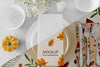 Thanksgiving Dinner Table Arrangement With Flower Vase And Plates Psd