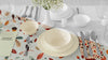 Thanksgiving Dinner Table Arrangement With Plates And Flower Vase Psd