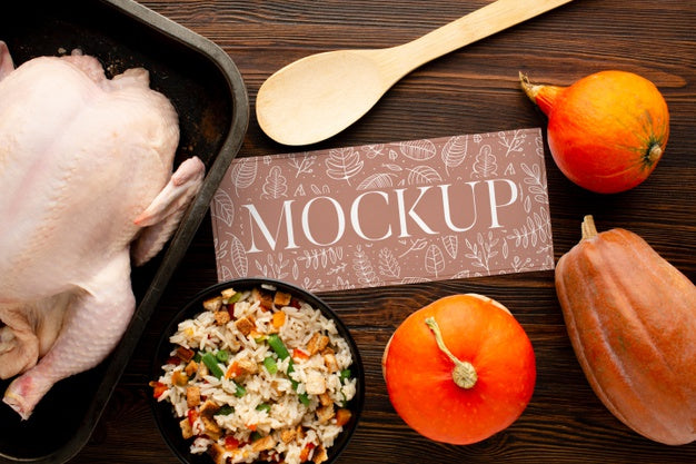 Thanksgiving Food Arrangement Above View Psd