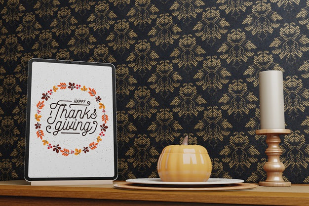 Thanksgiving Message On Electronic Device Psd