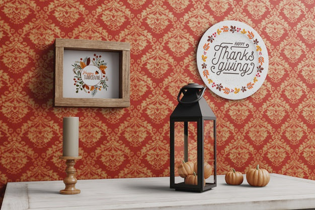 Thanksgiving Message On Plate And Frame Psd