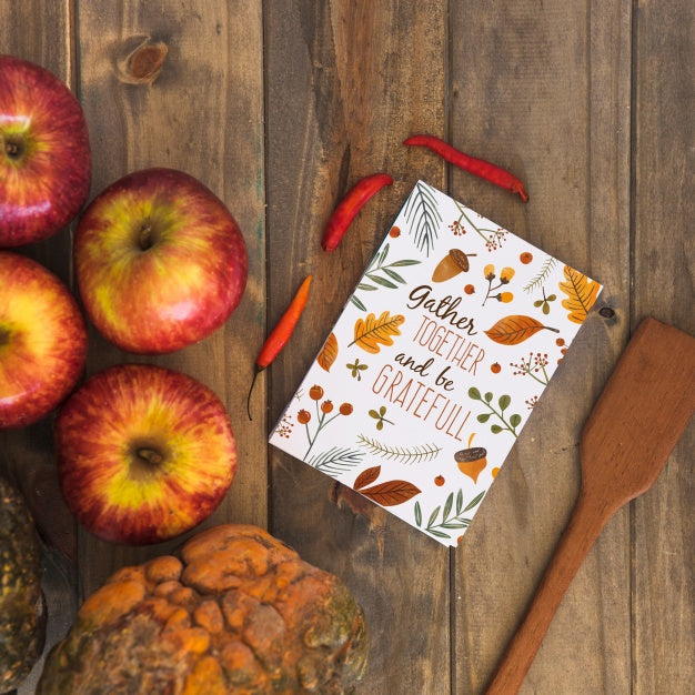 Thanksgiving Mockup With Cover Or Paper Psd