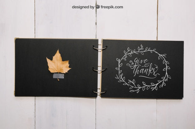 Thanksgiving Mockup With Diy Book Psd