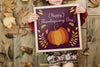 Thanksgiving Mockup With Girl Holding Frame Psd