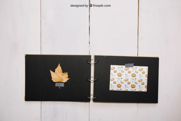 Thanksgiving Mockup With Handmade Book Psd