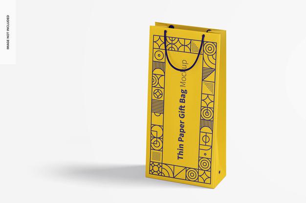 Thin Paper Gift Bag With Rope Handle Mockup Psd