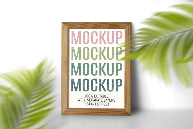 Thin Wood Frame Mockup Psd