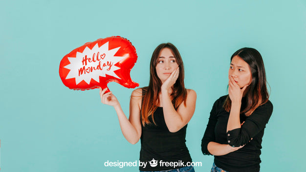 Thinking Women With Speech Balloon Mockup Psd