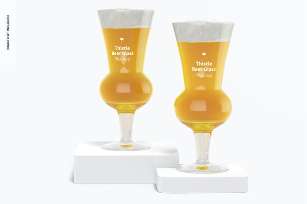 Thistle Beer Glasses Mockup Psd