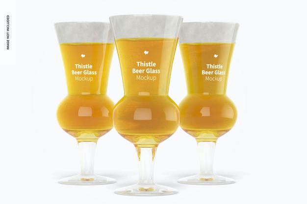 Thistle Beer Glasses Mockup Psd