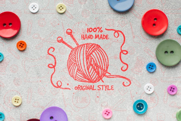 Thread Mock-Up Surrounded By Buttons Psd