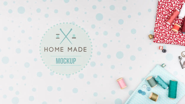 Threads And Tools For Knitting Products Mock-Up Psd